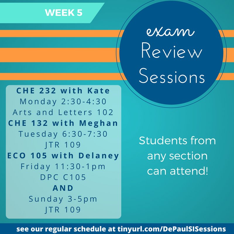 DePaulSI's tweet photo. Get ready for midterms with someone who knows what it takes! https://t.co/6vi0hJRFI0