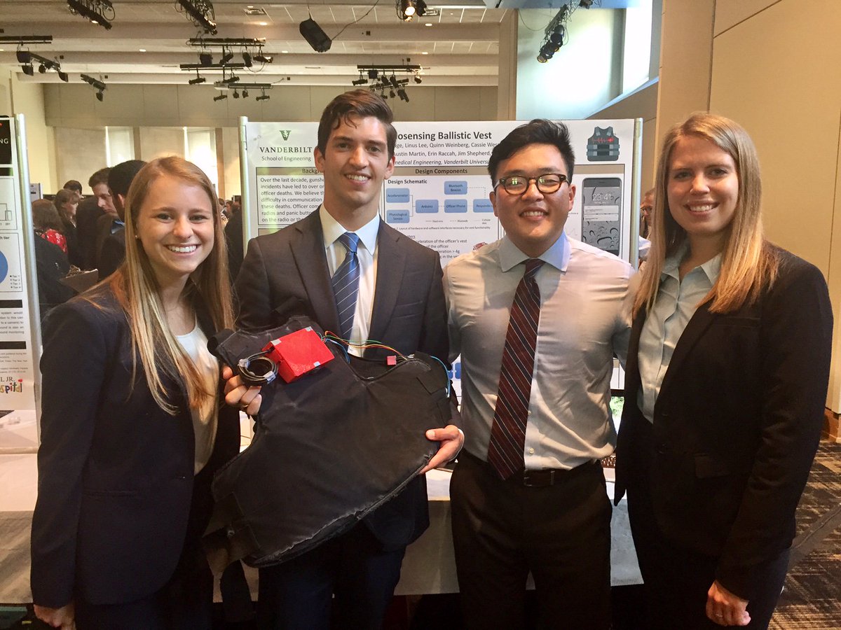 VanderbiltEMBA's tweet photo. .@VanderbiltEMBA alumni partner with @VUEngineering students to develop a smart police vest that calls for backup. https://t.co/fk1n8Lt0BX https://t.co/cM6GkwBnCt