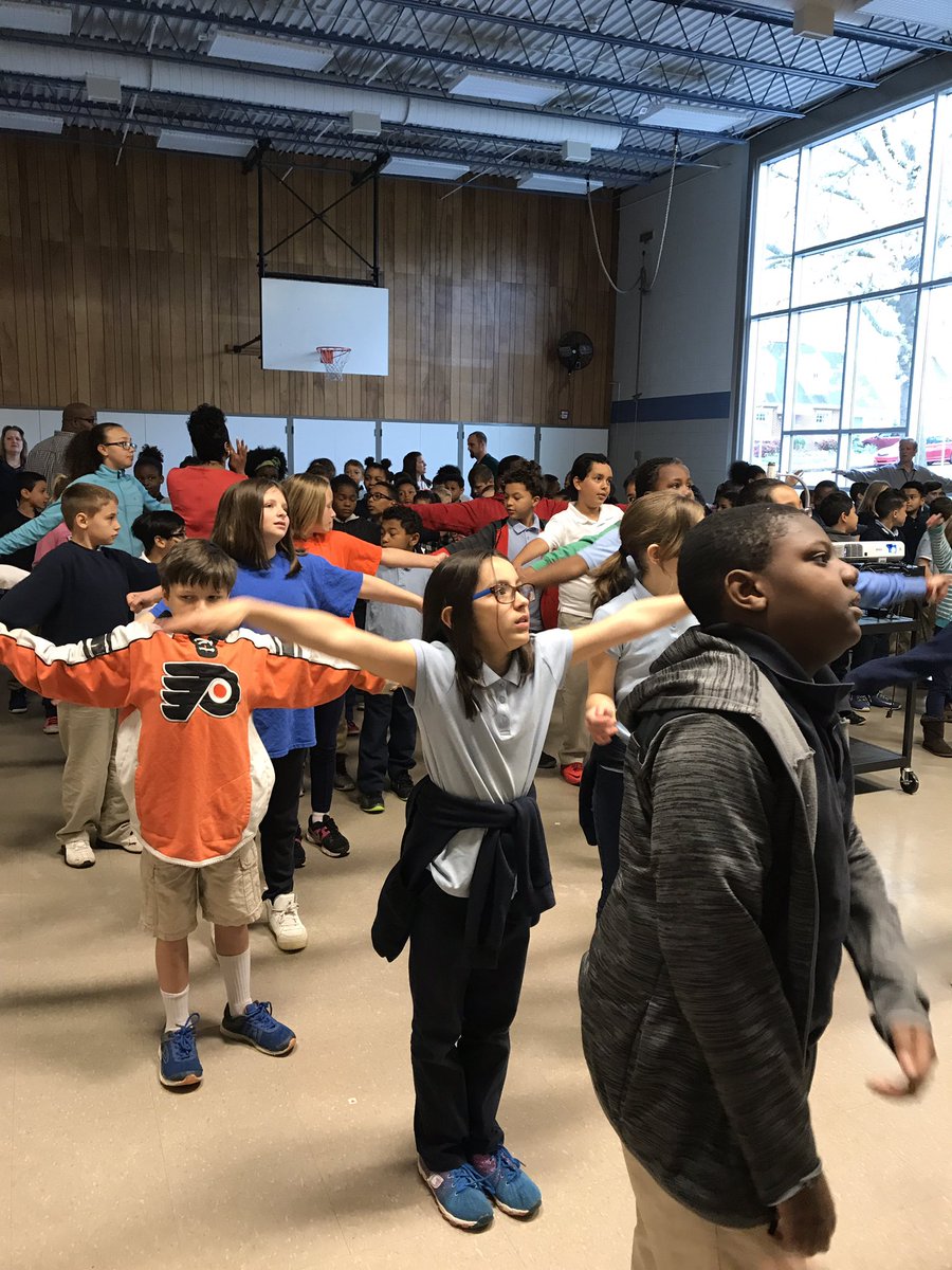 Lincoln exercising before PSSA Math. Our fantastic principal, Mrs. Boyer shows us the way! <a href="/JohnJarmato/">John Armato</a> <a href="/PottstownTeach/">Pottstown Teachers</a>