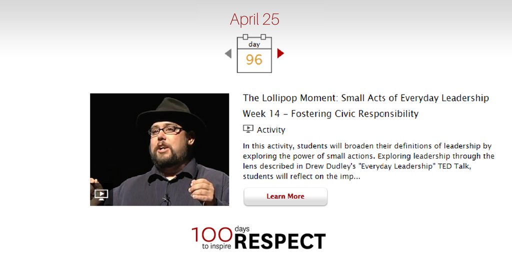 USCShoahFdn's tweet photo. Day 96 of #100Days4Respect Teach students the power of small acts of daily leadership https://t.co/ZsPNhOlPEY https://t.co/uAYYyoUJw4