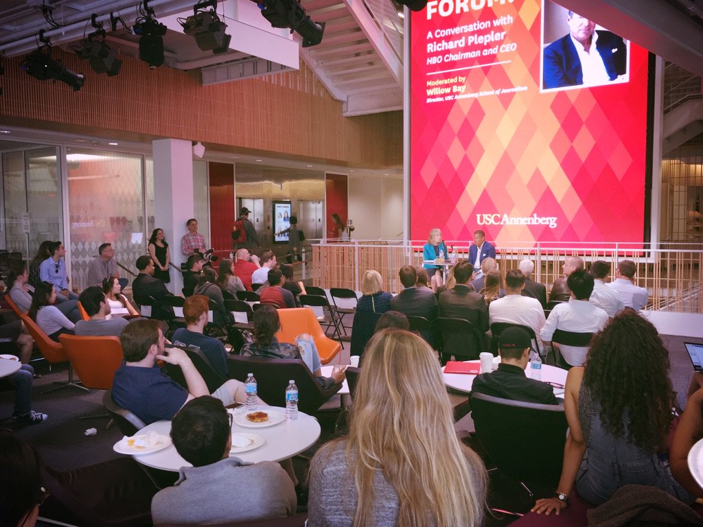 ASCJEvents's tweet photo. Come by @USCAnnenberg ANN Forum/Lobby right now! Richard Plepler, @HBO Chairman and CEO, in conversation with Director @Willow_Bay https://t.co/dLzUq6PfA5