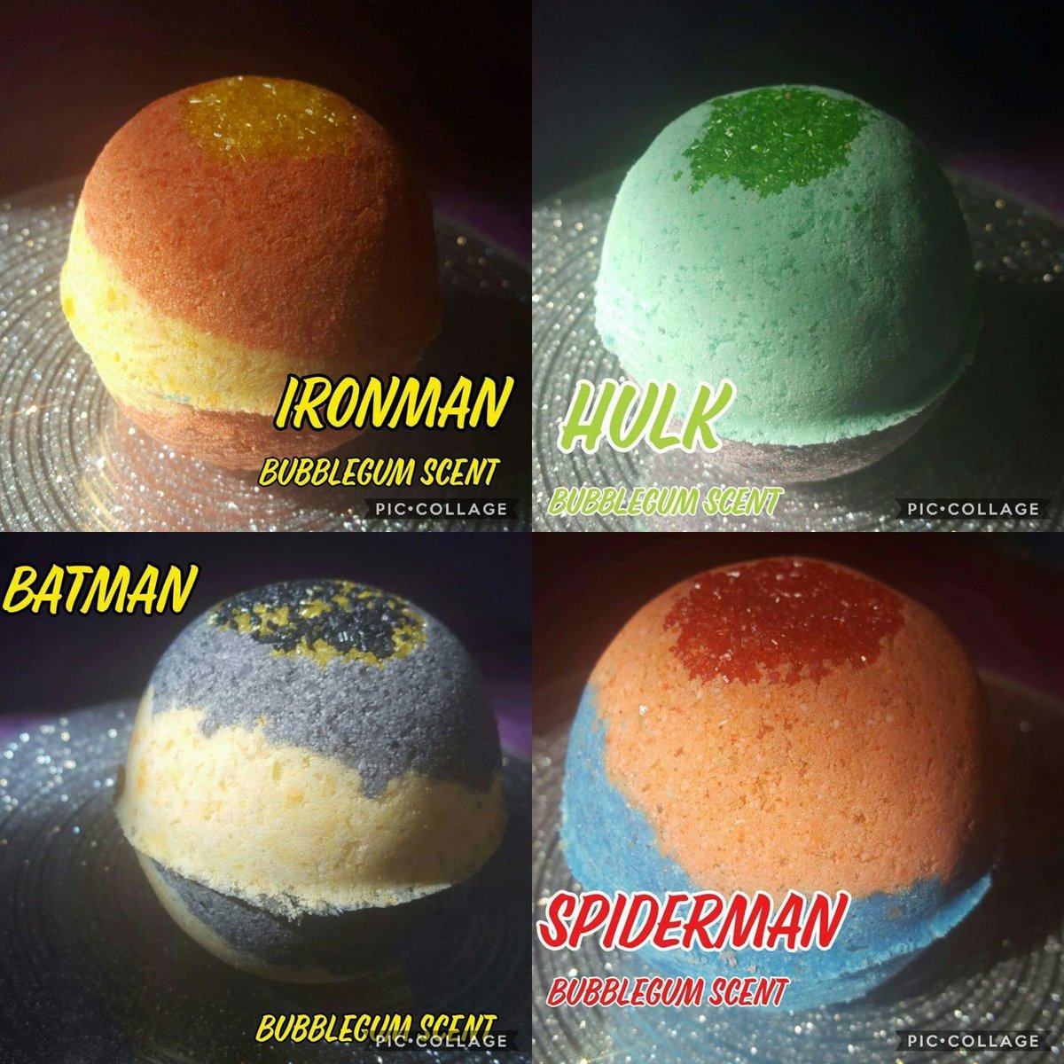 betterthensoap's tweet photo. #superhero #bathbombs #ironman #hulk #batman #spiderman https://t.co/ZgOm129tET