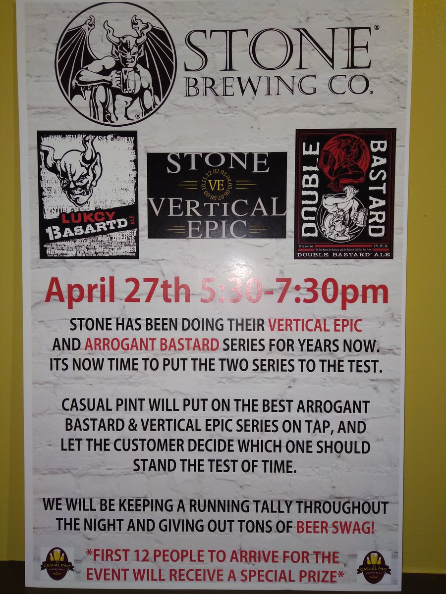 mybeerjoint's tweet photo. Set a reminder for the Stone Vertical-Bastard Brawl. Set it now. I know if I didn't set one, I'd forget. And I wouldn't want to forget... https://t.co/ArCnfqG7TL