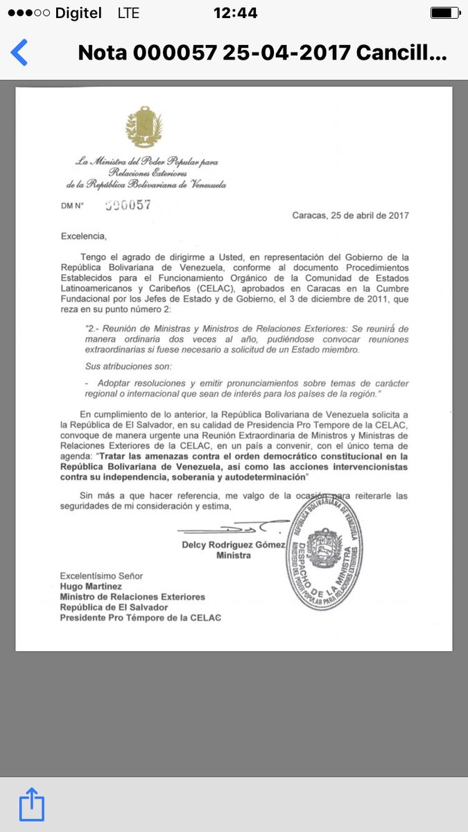 delcyrodriguezv's tweet photo. Venezuela ha solicitado con carácter de urgencia una reunión extraordinaria de Cancilleres CELAC para denunciar la violencia opositora https://t.co/jgmmnhto4E