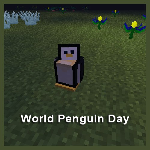 ZombieMCSteve's tweet photo. I am happy because it is #WorldPenguinDay! I'll be dreaming of penguins tonight. #Minecraft https://t.co/WDlYw91rHl