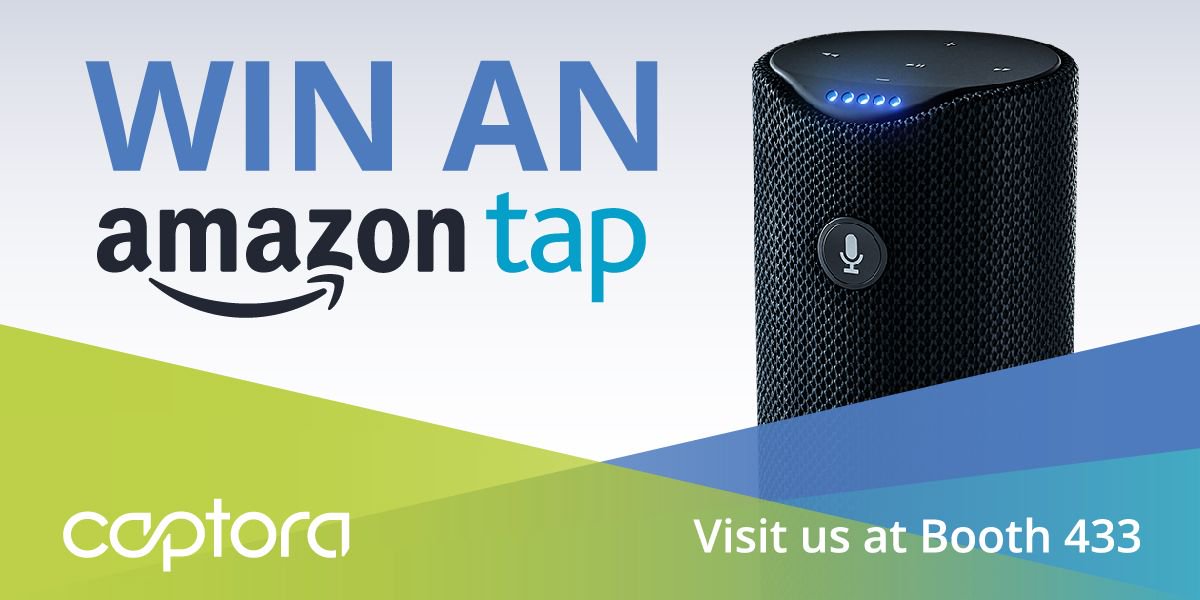 captora's tweet photo. Good morning #MKTGNation! Stop by Booth 433 if you find yourself guessing while researching #Demand, or if you want to win an Amazon Tap :) https://t.co/ZhoLtp4vCb