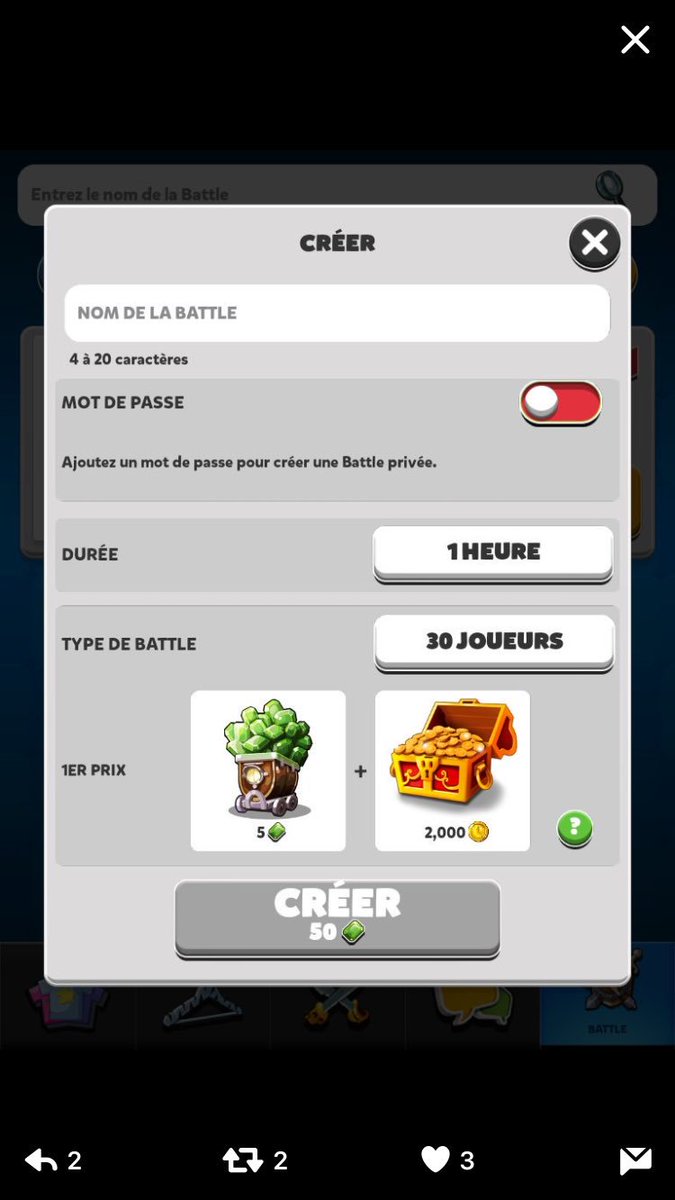 PtitNT's tweet photo. On aime ce jeu @Bazoo où maintenant on est obligé de dépensé nos gemmes pour crée un tournois !
Merci @iscool_e !😭 https://t.co/6rA5niExwe