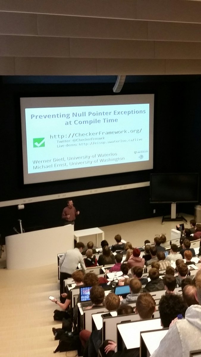 mauricioaniche's tweet photo. Amazing guest lecture by Mike Ernst (univ of washington) on type checkers for "mortals". Check his tool: https://t.co/YgmLlrT4eG https://t.co/9gFXAm7oIV
