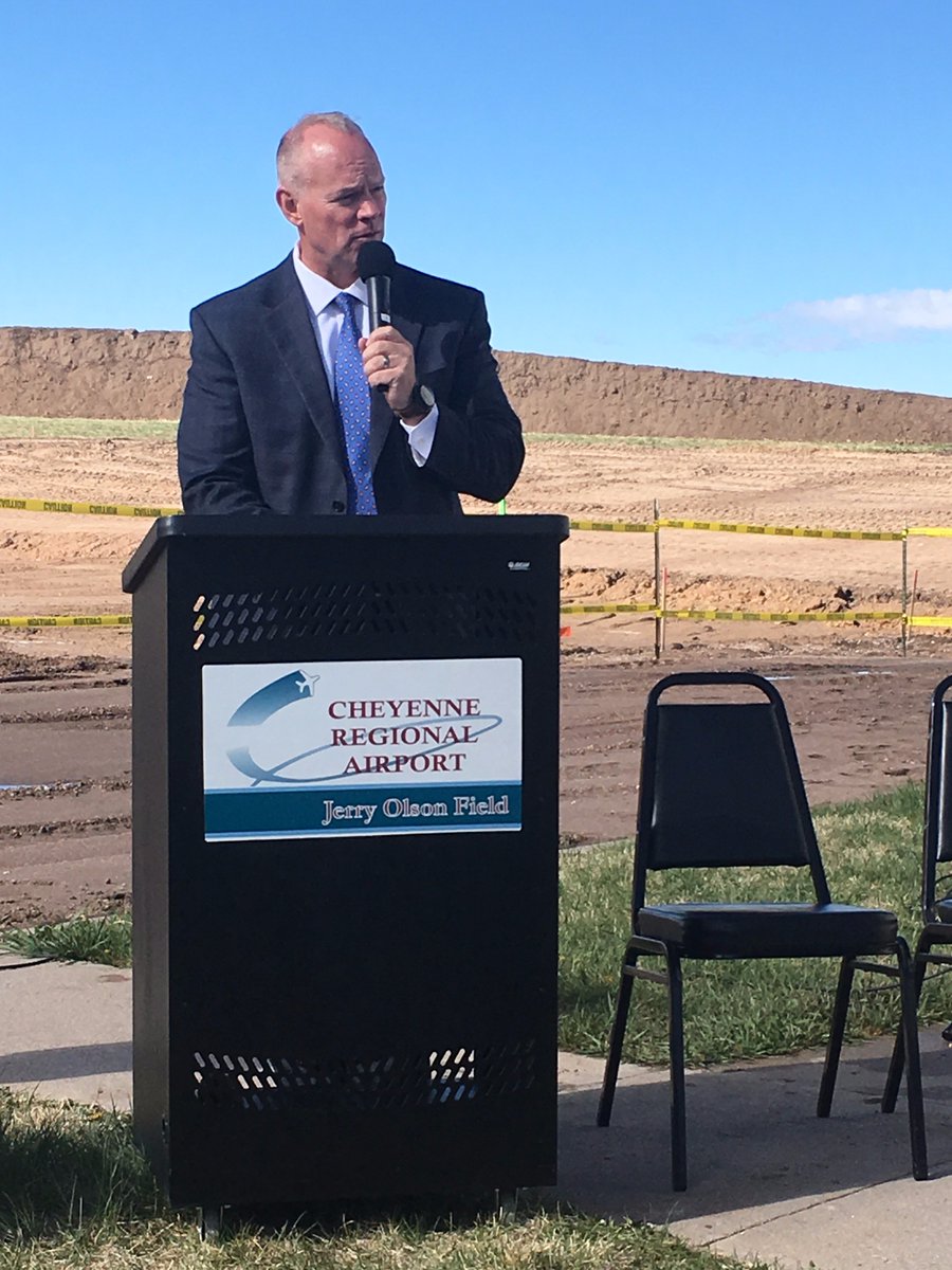 WyoBizCouncil's tweet photo. A groundbreaking took place today @CheyenneAirport for new 28,000 sq. ft. terminal. Biz Council provided $3M Comm. Readiness grant. #ThatsWY https://t.co/02HZhWArNo