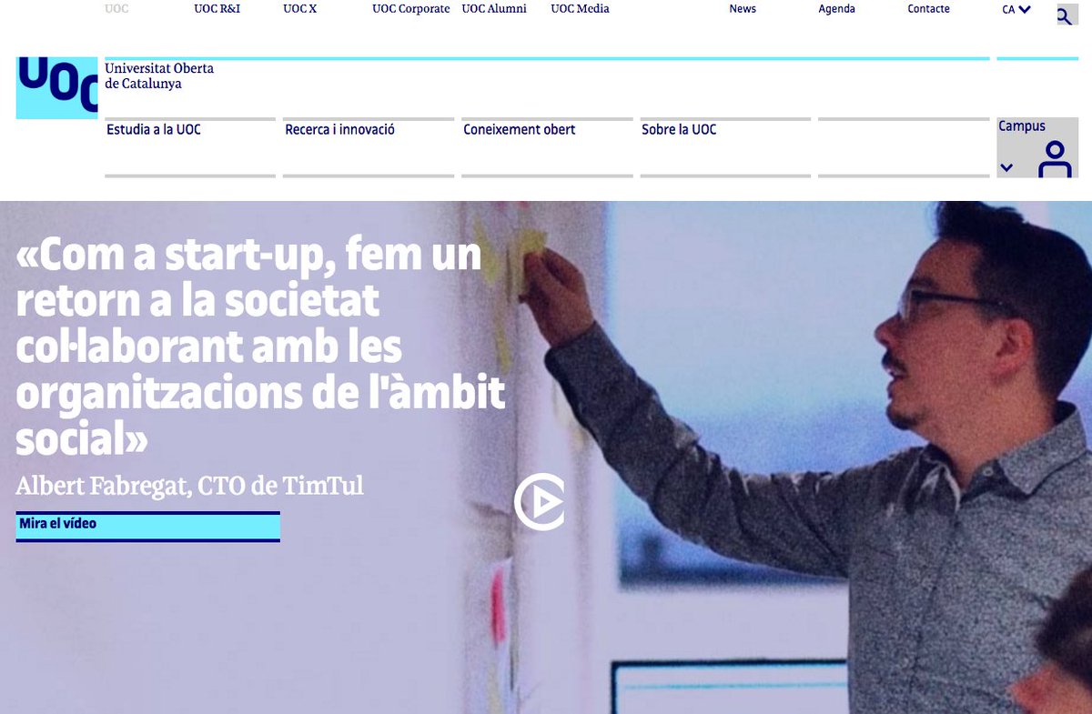 Dacoust's tweet photo. La @UOCuniversidad recoge en SU PÁGINA INICIAL https://t.co/uv6dEU6n5G el testimonio emprendedor de nuestro CTO @fabr3got en @TimTul_es https://t.co/1mNfELTynv
