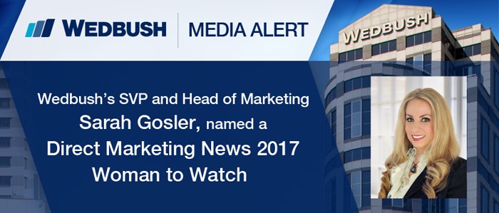 Wedbush's tweet photo. Wedbush's SVP and Head of #Marketing, @SarahGosler, named a @dmnews 2017 Woman to Watch. Read it here: https://t.co/bxt3fOE9ep https://t.co/GfQ13UhFpS
