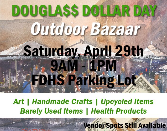 FDHSEagles's tweet photo. Come on out to Douglass Dollar Day Outdoor Bazaar! There will be tons to see and buy and the sun will be shining. @FDHSPTSA @FDHSEagles_SGA https://t.co/RgN1yVB2r2