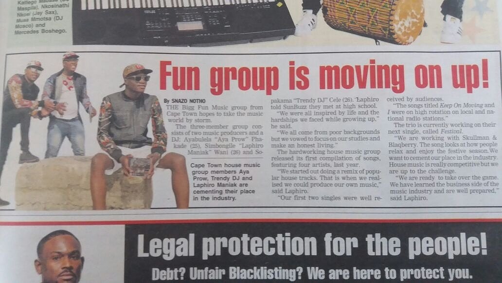 AYAPROW_BIGGFUN's tweet photo. @BiggFun_Music on today's @dailysunsa talking #PointOfOrderEP new Single #NguweLo and future plans #TeamTrendsza https://t.co/asJZWJUalv
