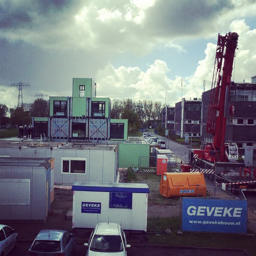 campusgr_'s tweet image. Hoogste punt bereikt! Bouw van nieuwe ondernemersfaciliteit op @Zernike_Campus is in volle gang! @Cube_050; jullie nieuwe "huis" wordt gaaf!