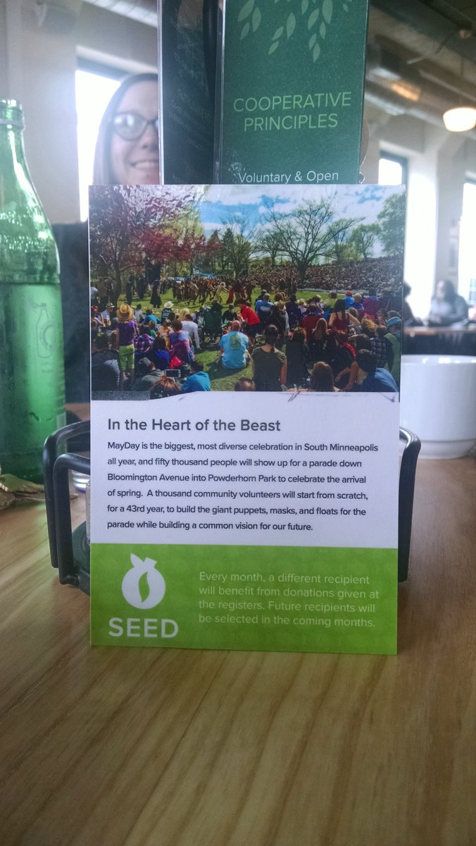 HOBT's tweet image. At @coopcreamery having lunch and supporting #mplsmayday through @sewardcoop's SEED program.