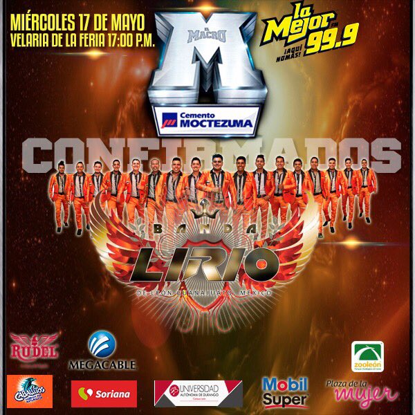 LaMejorFmLeon's tweet photo. @bandalirio Confirmados para el #MacroLeon2017 https://t.co/wbfecx0wUN