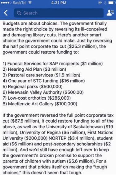 kbhildebrandt's tweet photo. Pressure on gov't led to library funding being restored. Keep fighting for what's right! H/t @ClaireKreuger for the image. #skpoli https://t.co/xlTmmVI3Nu