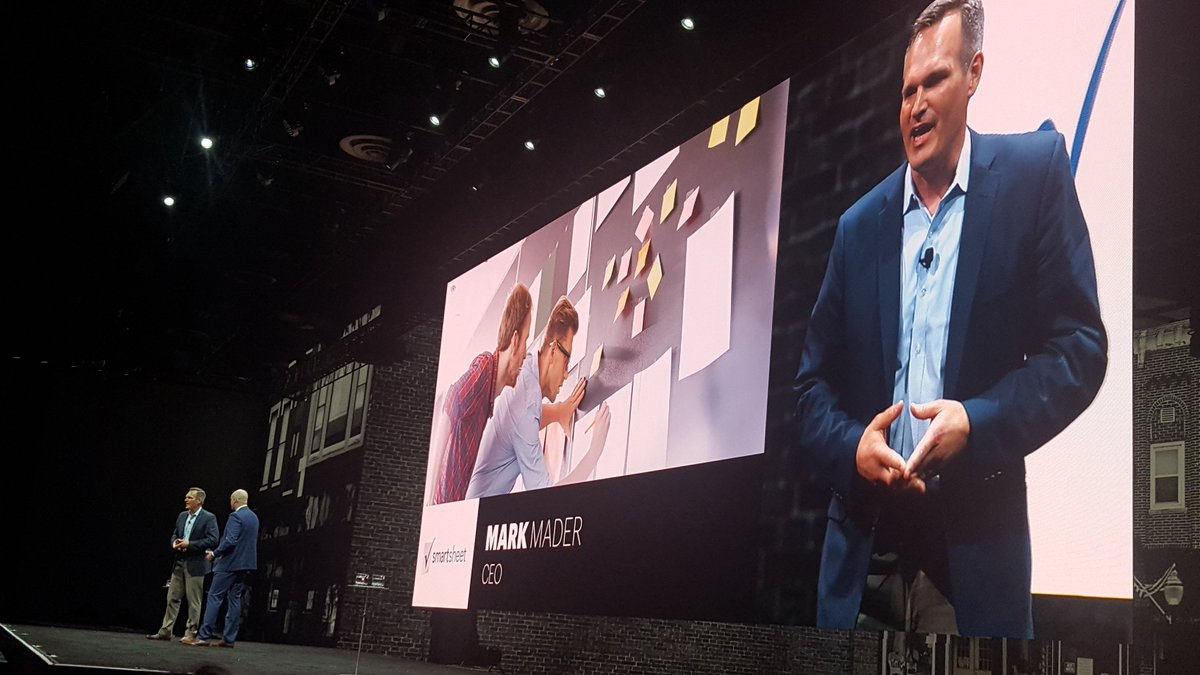 Smartsheet's tweet photo. Smartsheet CEO @markmader speaking at #SuiteWorld17 about how @Smartsheet and @NetSuite are teaming up! https://t.co/RCEZtAehsK
