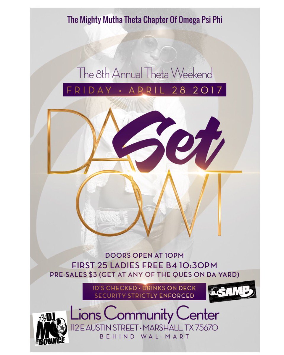 DJSAMP318's tweet photo. Last 🔥Lituation🔥 Of Da Year #ThetaWeekend April 28th-30th #WcNation #WileyCollege #THECOMMENCEMENT #ALLWHITE #DASETOWT #PICNIC https://t.co/zN8HT82CiK
