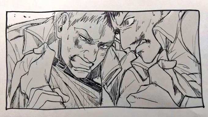ペンの練習その41
訓練(?)

ライナーと渡り合えるのはベルトルト位だと思われます、104期の中では。

ミカサは論外😃 
