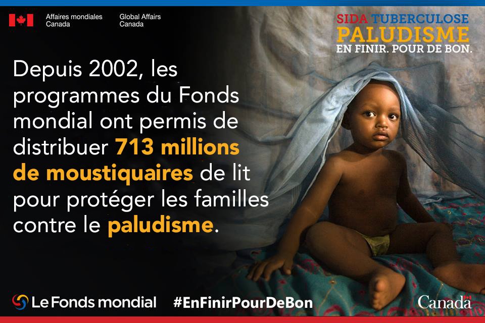 Canada + @GlobalFund ont traité 582M pers. atteintes #paludisme depuis 2002 pour mettre fin au paludisme #JournéeMondialeDuPaludisme