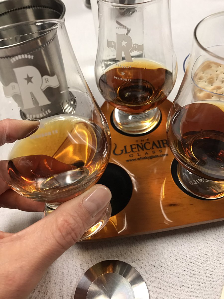 Pre lunch Cask strength range from <a href="/IronrootWhiskey/">Ironroot Republic</a> 2017 in <a href="/GlencairnGlass/">Glencairn Glass</a> - fun in Texas!