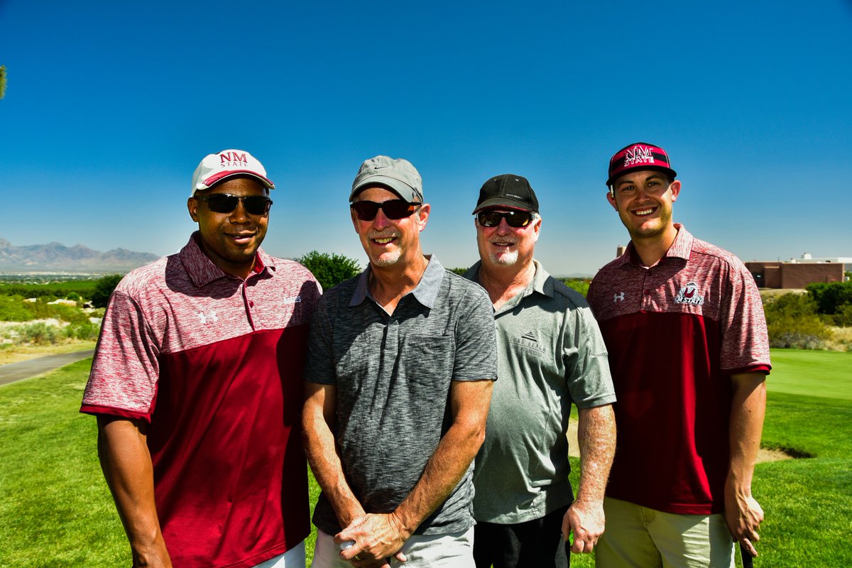DJDowns1's tweet photo. Had a blast at the inaugural #AggieOpen with @MRHall1440, Rod &amp; John. All of the money raised support goes to support our student-athletes. https://t.co/GKkI9APtAP