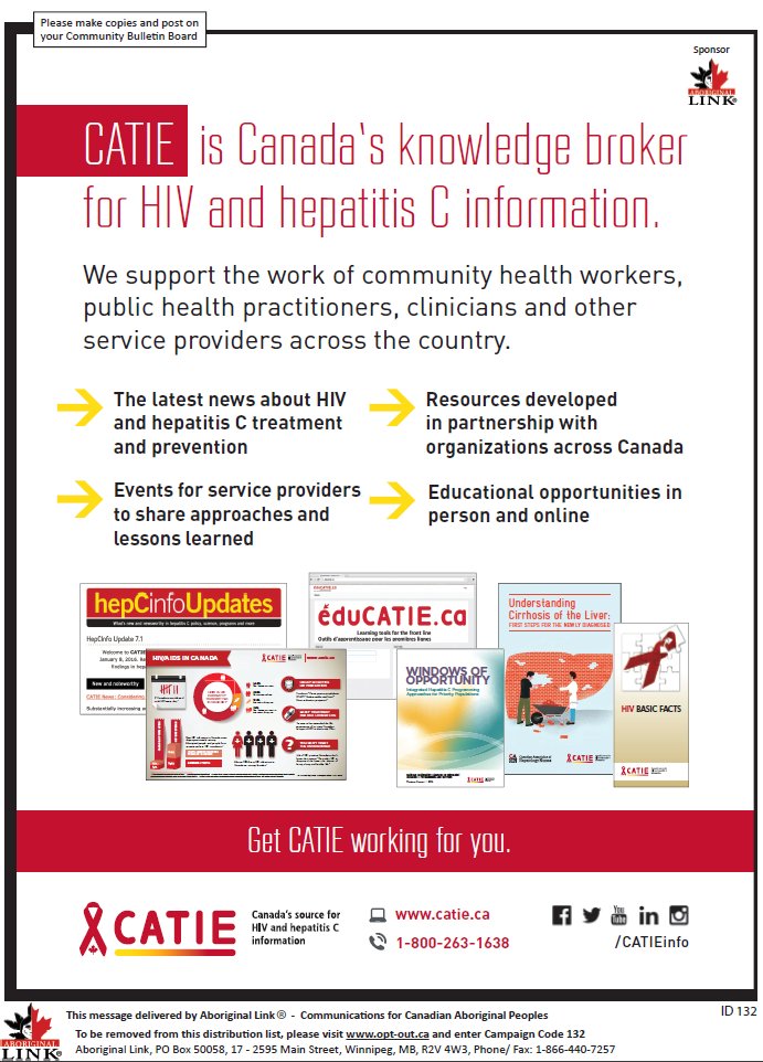 Aboriginal_Link's tweet photo. Canada's source for HIV and hepatitis C information: https://t.co/97fBWmy87G via .@CATIEinfo https://t.co/8JeNSQUjev