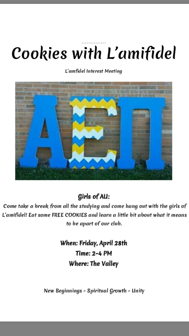 Lamifidel's tweet photo. AU ladies, looking for a place to call home? Then check out L'amifidel! Grab a friend and come see what L'ami is all about!  🍪🍪🍪 https://t.co/rYTWSItGoj