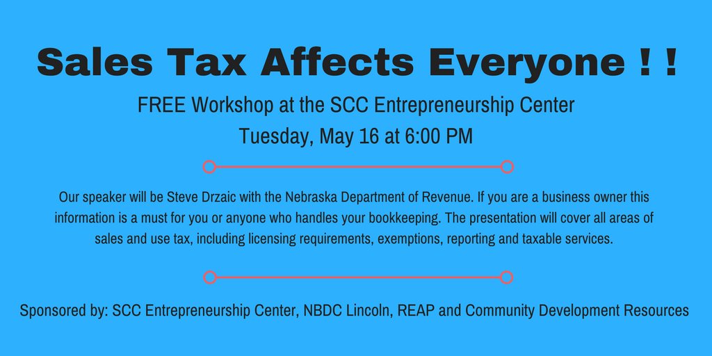 "Sales Tax Affects Everyone ! !"
Free Workshop
REGISTER: goo.gl/lulDju