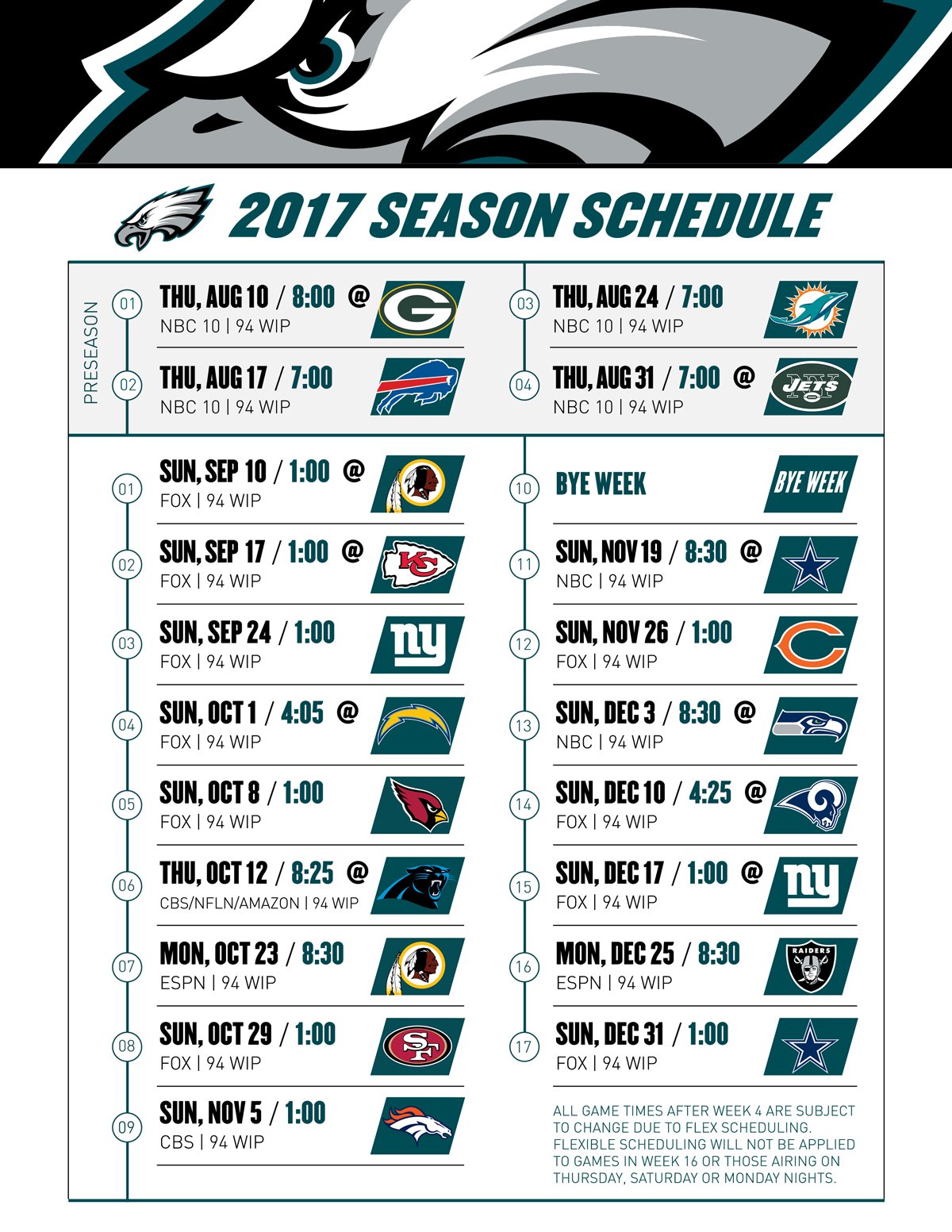 Philadelphia Eagles on X: 'The 2017 #Eagles schedule is out! Get in  guaranteed with tickets at NFL Ticket Exchange:    / X