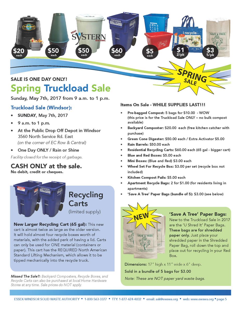 CityWindsorON's tweet photo. #EWSWA Truckload Sale happens May 7, 9am to 1pm at the Public Drop Off Depot. Rain barrels for sale and more! #YQG https://t.co/xLIpck5NMe https://t.co/TmBX1I36YB