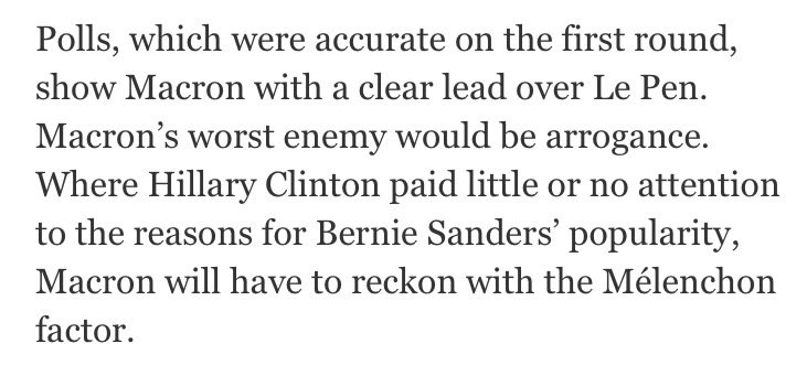 Macron et le risque d'un scénario à la Clinton nyti.ms/2pXXajZ