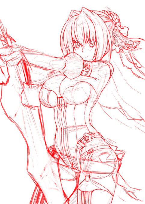 ネロブライド落書きシコシコ。下書きの線を整えつつバランス取る作業が一番楽しいかもしれない。情報量的にペン入れと色塗りで死にそう。 