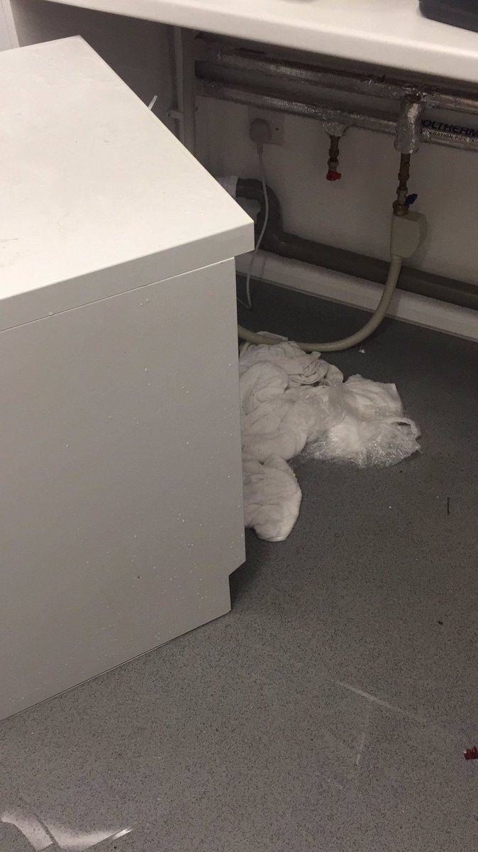 Amazing effort by all the team to minimise the damage caused by this burst pipe in one of our linen rooms. Thank god for linen shelves ;)