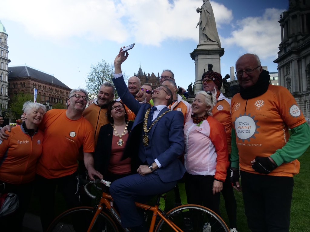 bhlecm's tweet image. Great welcome for @CASuicide 🚴‍♀️by @BrianKingston at @belfastcc Event in @boysmodelschool 2moro will be something special
