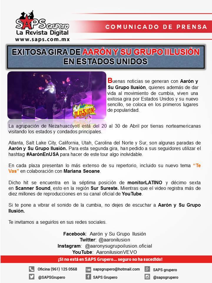 SAPSGrupero's tweet photo. Exitosa gira de Aarón y Su Grupo Ilusión en Estados Unidos https://t.co/Nkd9z8zSfk @aaronilusion https://t.co/Ec56BdLtJC