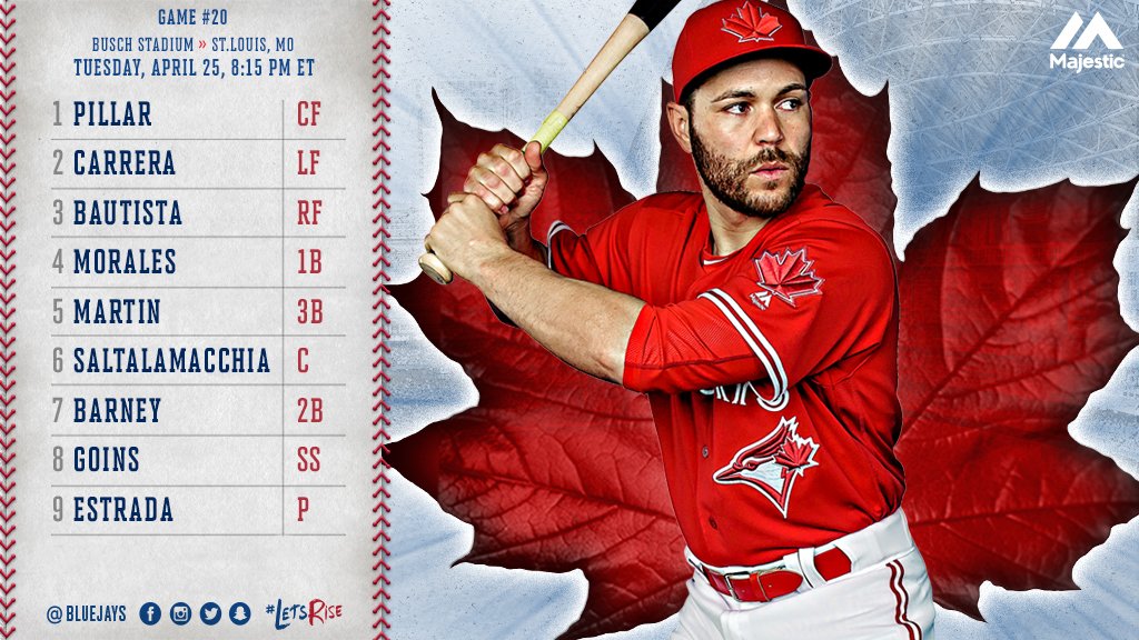 BlueJays's tweet photo. Yes, you read that correctly: @russellmartin55 gets the start at 3B in tonight's lineup pres. by @MajesticOnField. https://t.co/ANNQWLQyO2 https://t.co/4LqtqYldBG
