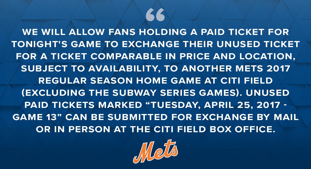 Ticket exchange policy for tonight's game. atmlb.com/2p1Wwkw https://t.co/5PLxeKwmfx