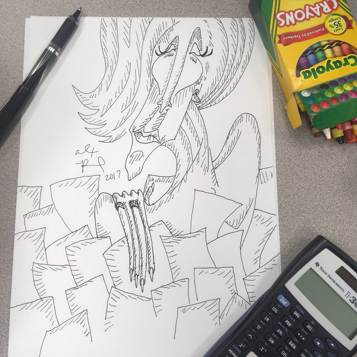 rousselart's tweet image. #Doodling, #PostTesting... and being hypnotized by 90s #playlist #realness... #art … instagram.com/p/BTUub_SjhMT/ @Crayola @TexasInstrumen