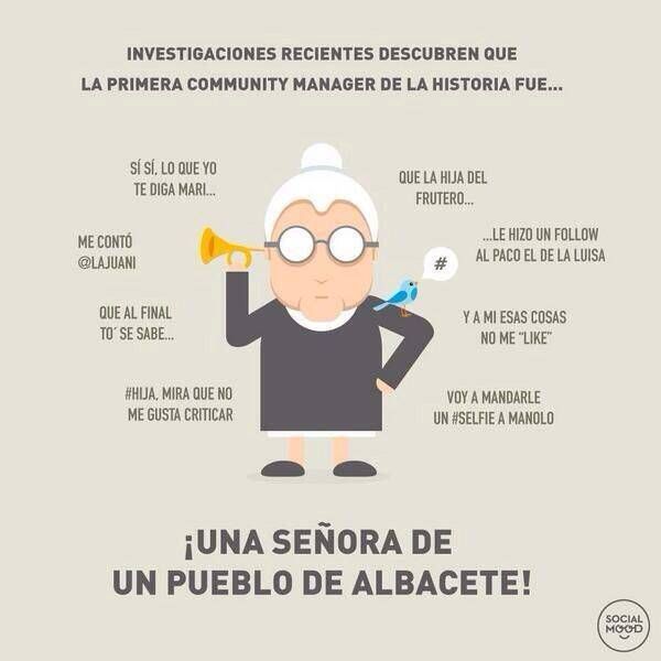 verivadiama's tweet photo. Siguiendo la interesante clase de @Huss87 que ayer me perdí. Por cierto, ¿sabéis quién fue la primera Community Manager? #CMFuned13tw https://t.co/u6P3bYQWW9