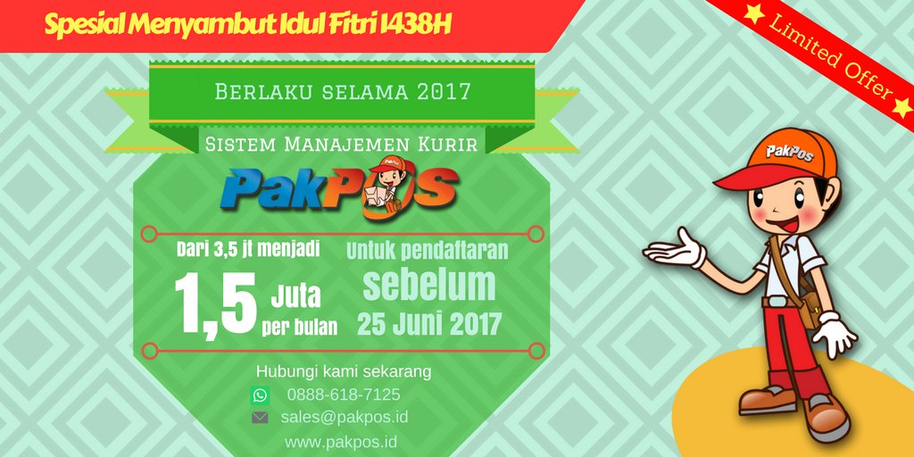 PakPosID's tweet image. Kesempatan Terbatas!

Belum punya Sistem &amp;amp; Tracking online? Sistem PakPos.id memberikan Promo Special Tahun ini!! #Lebaran #Softwarekurir