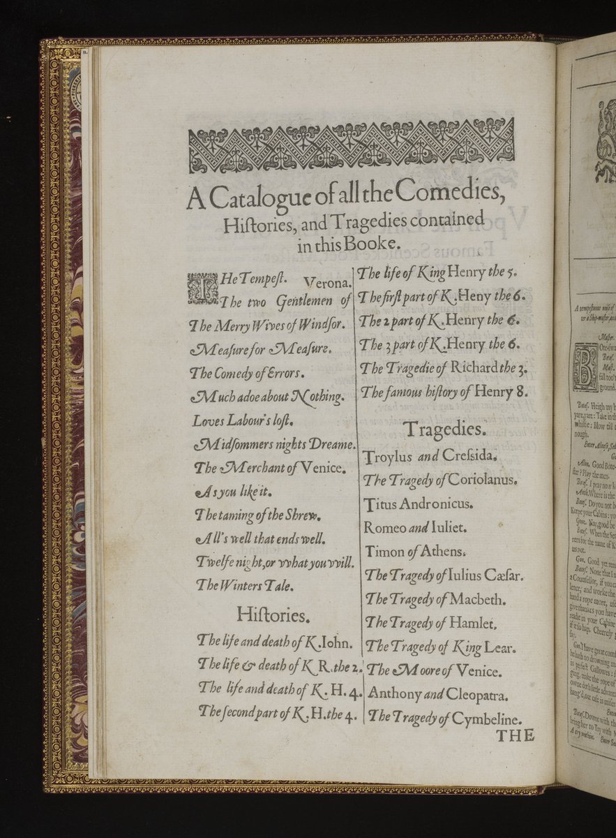 PalmeriJoAnn's tweet image. #GalileosWorld Image of the Day: List of plays from 1632 #SecondFoliOU, on display in #MusicOfTheSpheres Gallery #Shakespeare Birthday Week