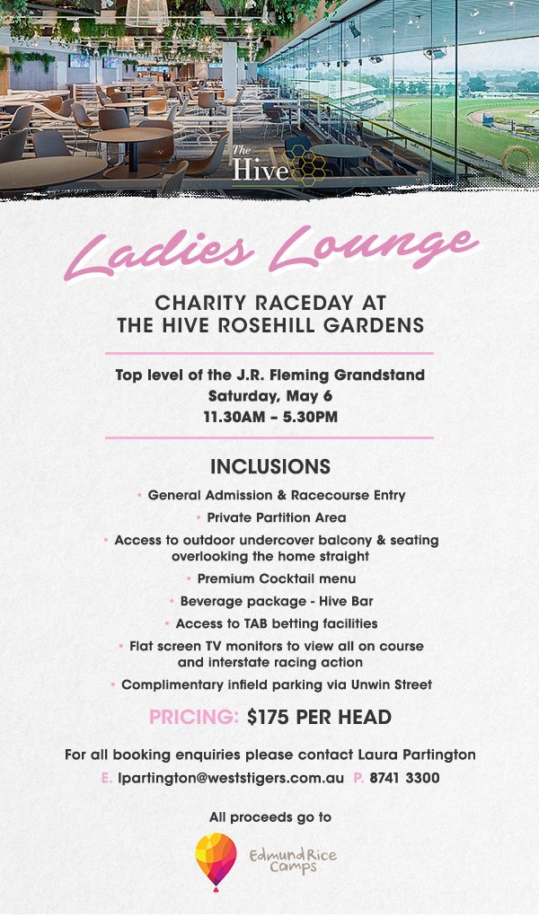 Wests Tigers We Re Holding A Special Charity Race Day Event At Rosehillgardens On Saturday May 6 Details T Co Fzhjivevgg T Co 3bi3jjjja1