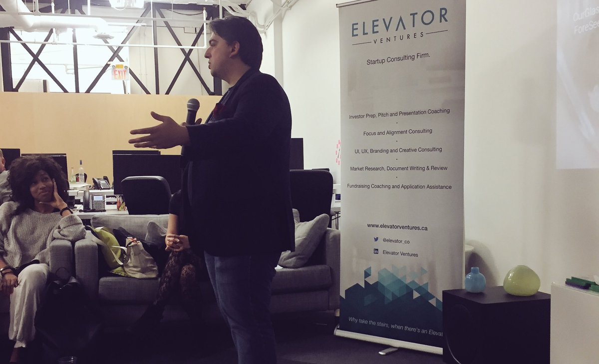 Live from Women's Pitch Night at <a href="/EventbaseTech/">Eventbase Technology</a>! @Elevator_co CEO Paul giving hot tips! #pitchcircuit