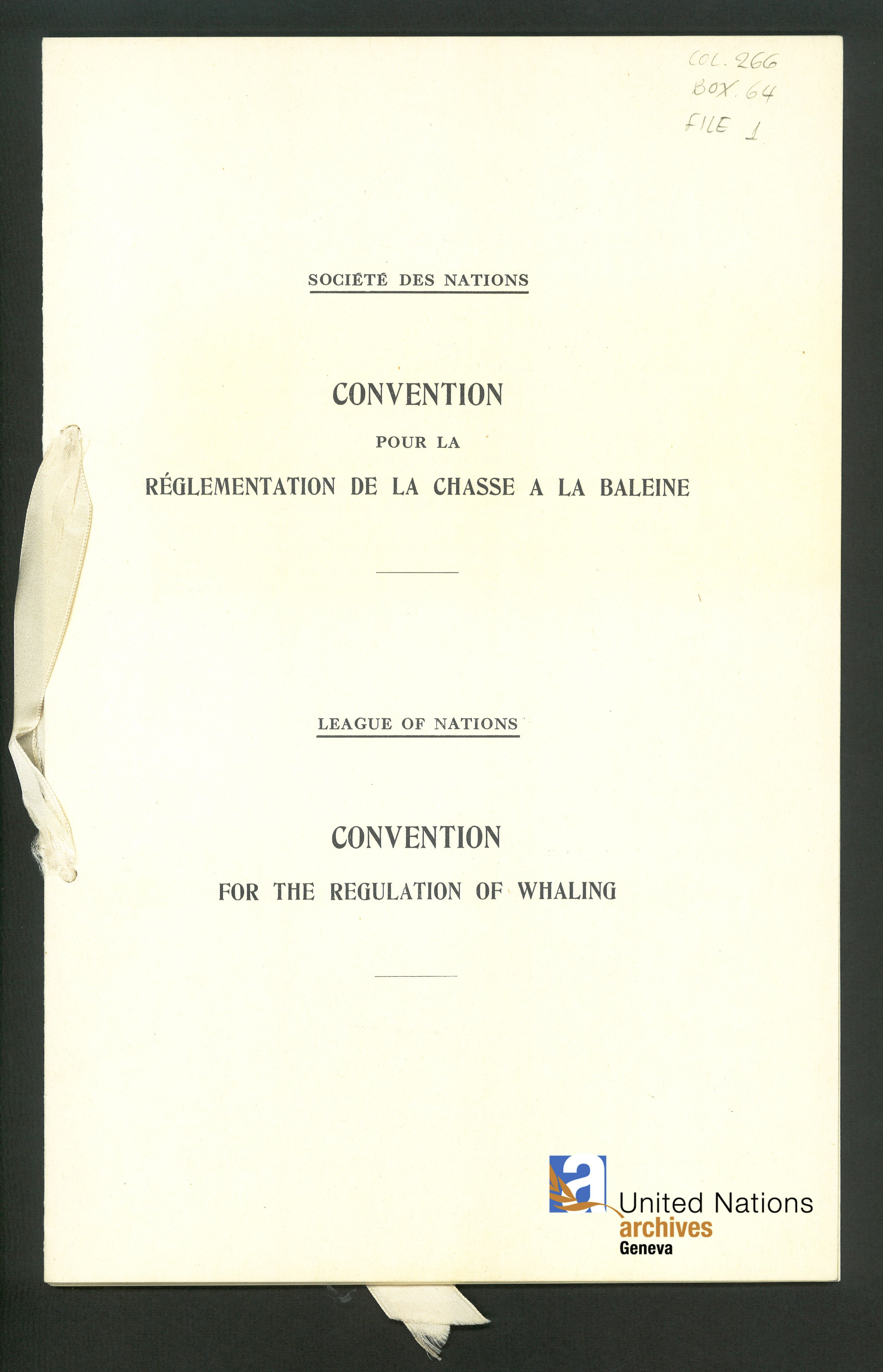 Convention for the regulation of whaling sales