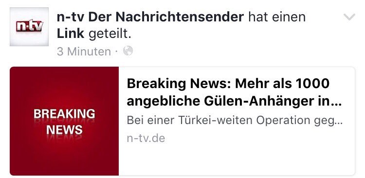 T.C. iç politikası hala Almanya'nın gündeminden düşmüyor.
FETÖ operasyonu'nu AlmanHaber Kanalı BREAKING NEWS olarak bildiriyor.
Trajikomik!