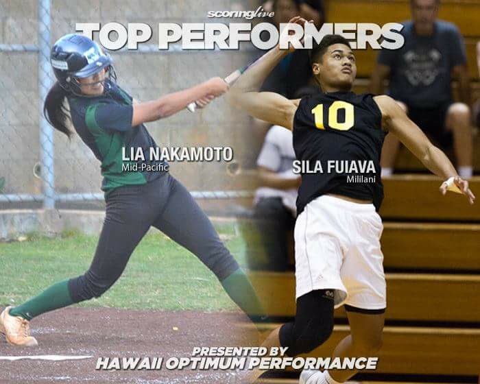 Mid-Pacific's Lia Nakamoto and Mililani's Sila Fuiava lead this week's TOP PERFORMERS! scoringlive.com/story.php?stor…