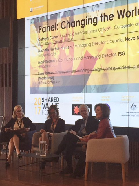 Spreading the word about <a href="/NAB/">NAB</a> #SharedValue at #SVF17 alongside fellow <a href="/FortuneMagazine/">FORTUNE</a> change maker <a href="/novonordisk/">Novo Nordisk</a> +
<a href="/FSGtweets/">FSG</a> @SarahJamesAus