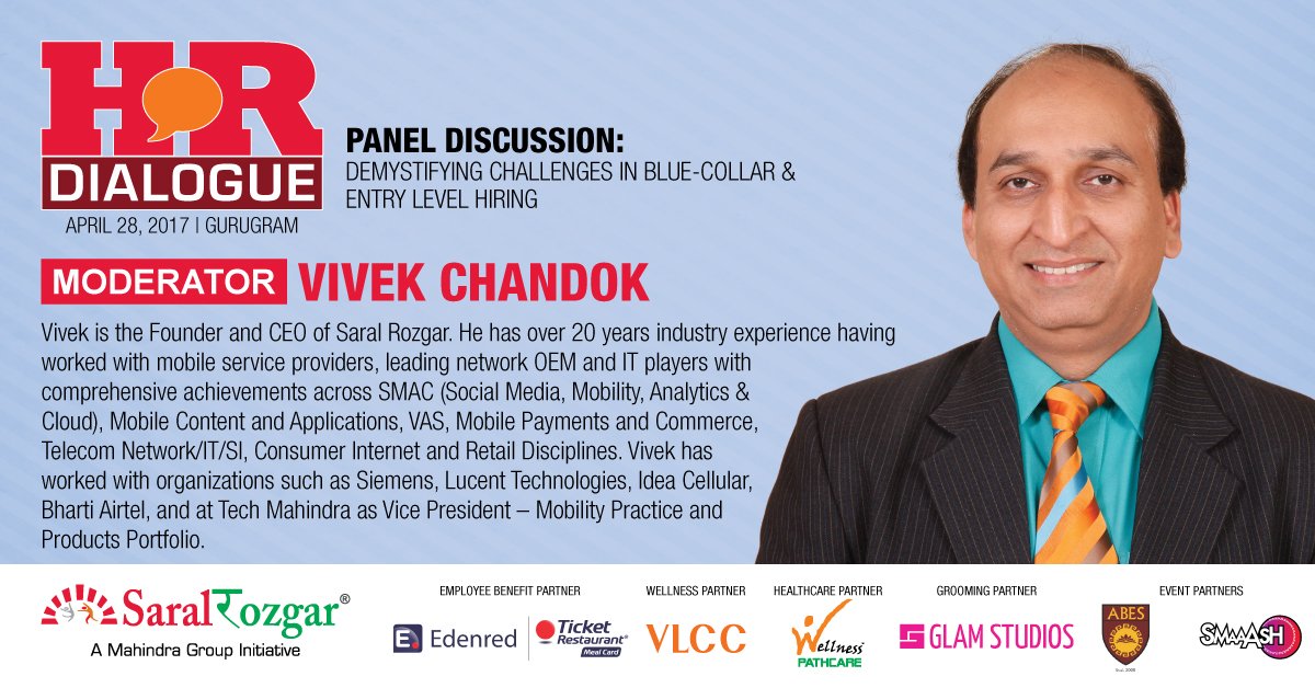 HR_Dialogue's tweet photo. 4th #HRDialogue, Gurugram | Meet Vivek Chandok, our Moderator for the discussion on Challenges in #BlueCollar and #EntryLevel #Hiring! https://t.co/S9Nw380BGQ
